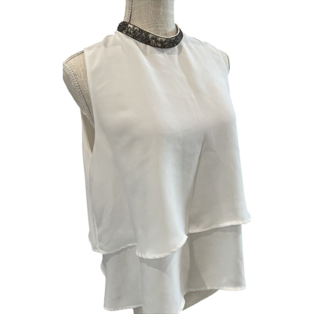 Zara Basic Collection White Layered Sleeveless Bl… - image 3